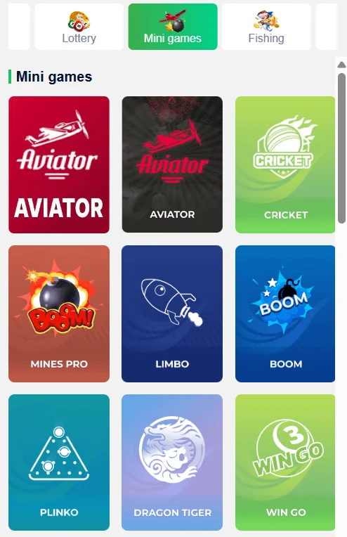 Select to play Aviator game in DiuWin